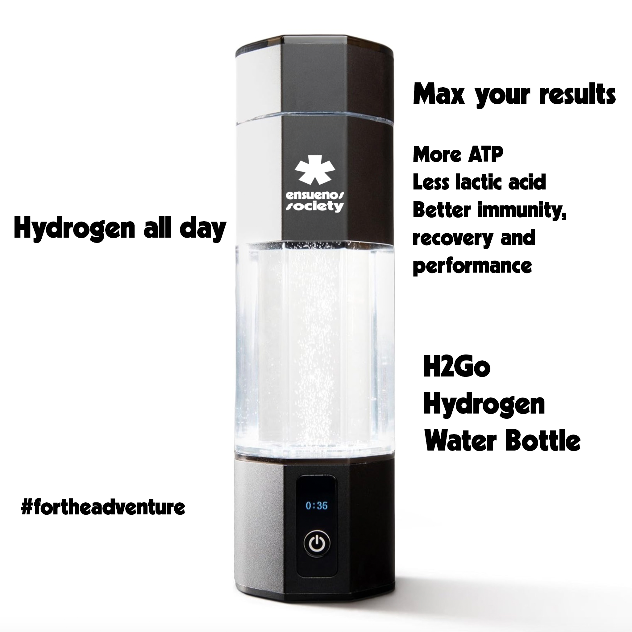 Ensuenos Society H2GO Hydrogen Water Bottle With Hydrogen Inhalation